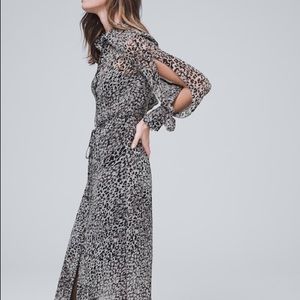 Leopard print dress w/ black slip, split sleeves